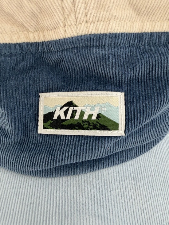 Kith Panelled Corduroy Camper Hat Blue Cream 100% Cotton - Picture 5 of 8